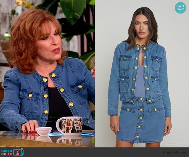 L'Agence Yari Faded Collarless Denim Jacket worn by Joy Behar on The View