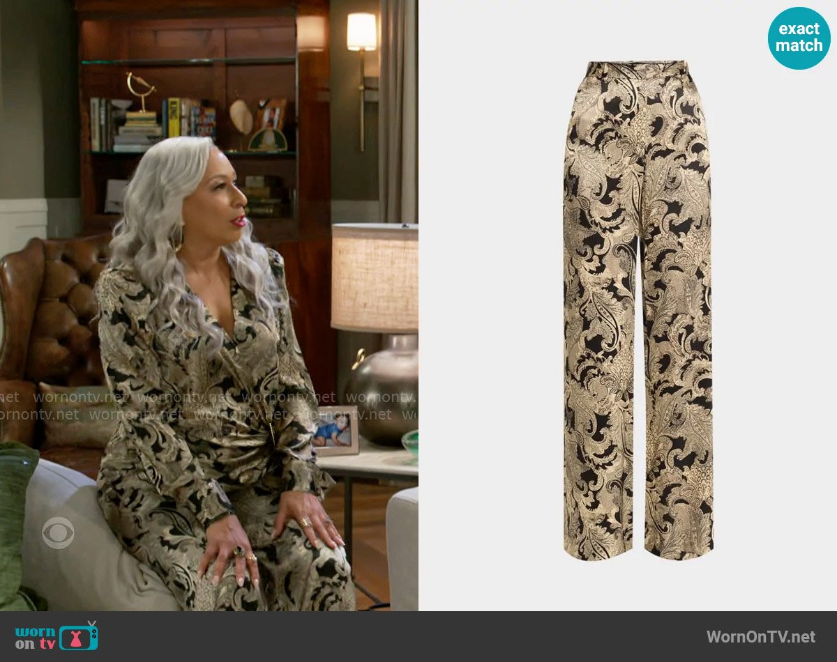 L'Agence Pilar Wide-Leg Pants worn by Anita Dupree ( Tamara Tunie) on Beyond the Gates