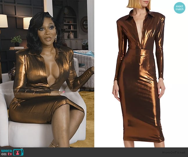 Angela’s metallic confessional skirt on RHOA