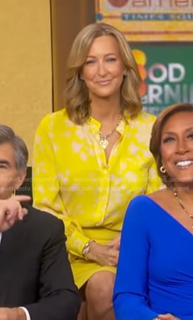 Lara's yellow floral blouse on Good Morning America