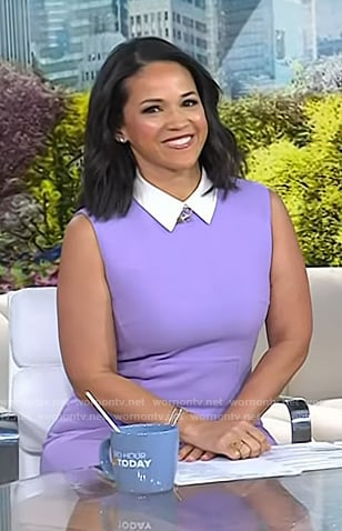 Laura Jarrett's purple sleeveless sheath dress on Today