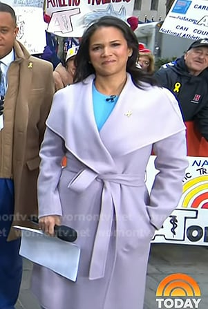 Laura's lilac wrap coat on Today