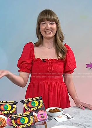 Lauren Phillips’s red smocked dress on Today