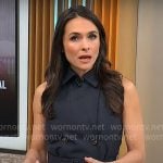 Lilia Luciano’s navy sleeveless trench dress on CBS Mornings