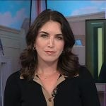 Liz Kreutz’s black contrast trim knit dress on Today