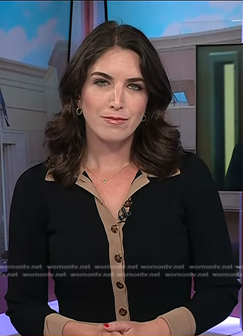 Liz Kreutz’s black contrast trim knit dress on Today