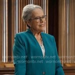 Madeline’s teal collarless blazer on Matlock