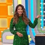 Manuela’s green sequin mini dress on The Price is Right