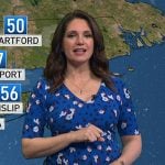 Maria’s blue floral v-neck dress on Today