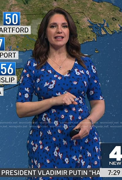 Maria’s blue floral v-neck dress on Today