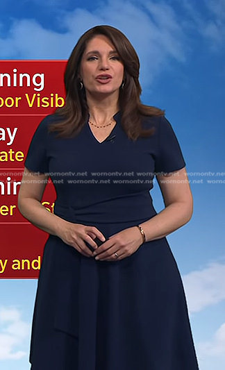 Maria's navy v-neck short sleeve dress on Today