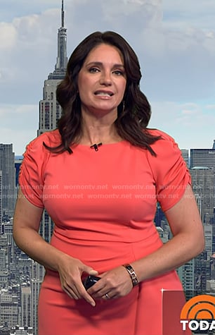 Maria's pink ruched sleeve dress on Today