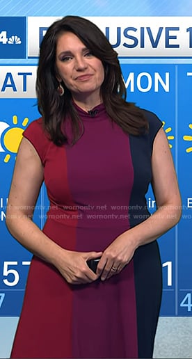 Maria's red, purple and navy colorblock dress on Today