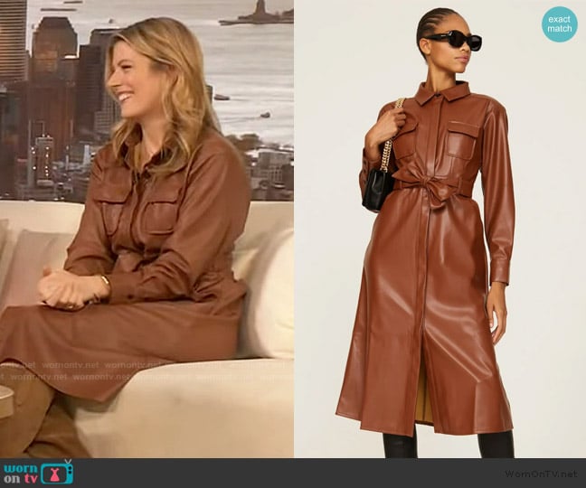 Marissa Webb x RTR Faux Leather Shirt Dress worn by Alison Hall on The Drew Barrymore Show