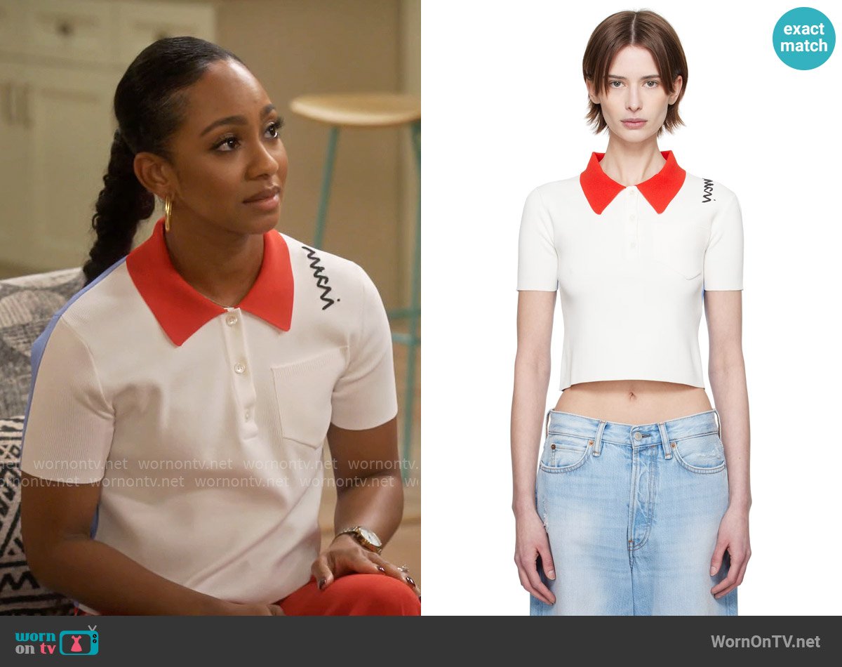 Nina’s colorblock polo top on Poppas House