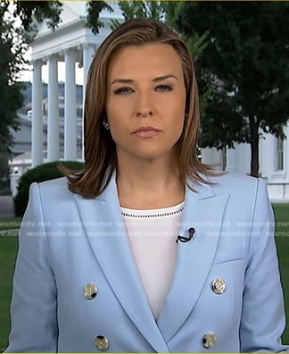 Mary's blue double breasted blazer on Good Morning America
