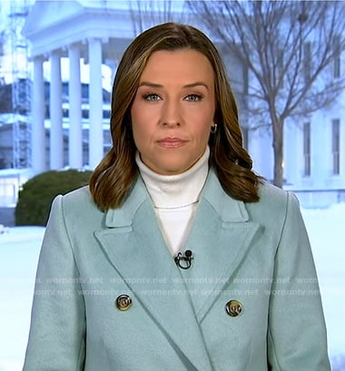 Mary's blue double breasted coat on Good Morning America