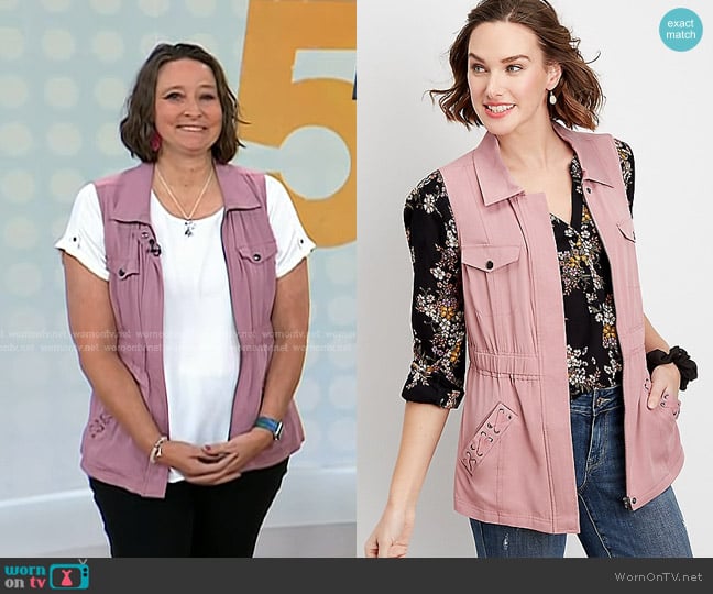 Maurices Lace Up Pocket Vest worn by Charity DeVries on Today