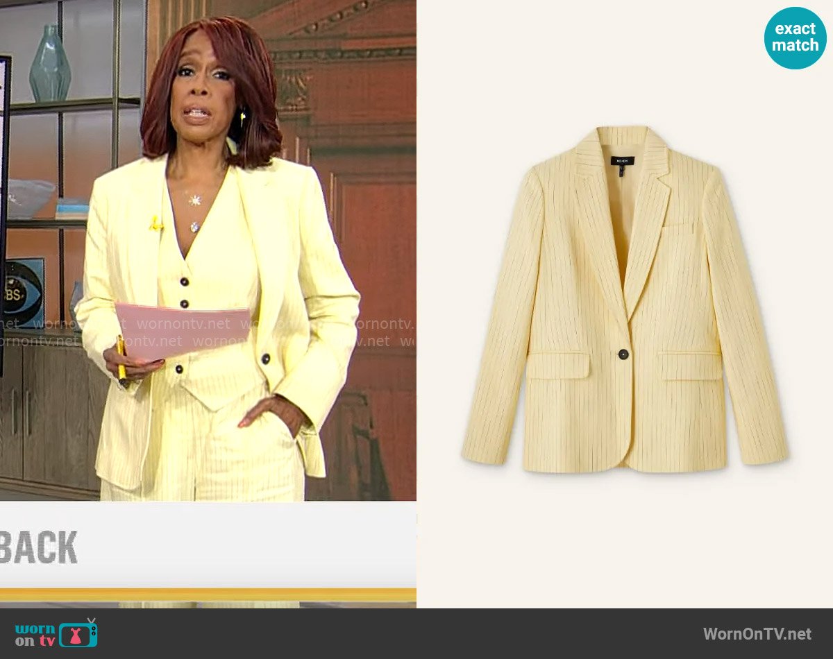 Me + Em Pinstripe Blazer worn by Gayle King on CBS Mornings