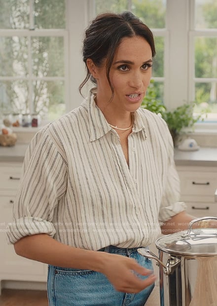 Meghan's striped linen blouse on With Love Meghan