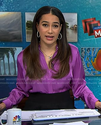 Morgan's purple silk blouse on NBC News Daily