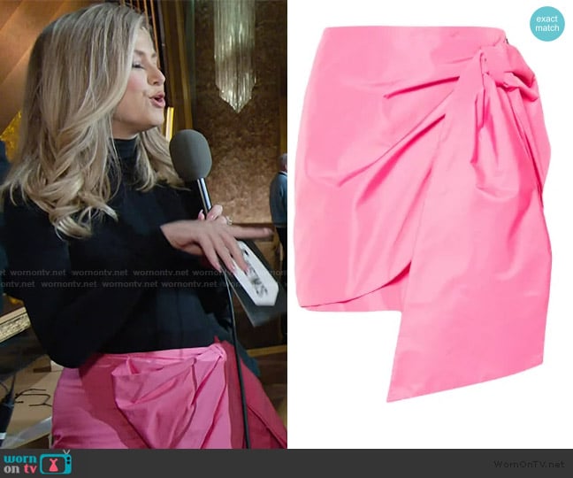 MSGM bow-embellished mini skirt worn by Nikki Novak on E! News