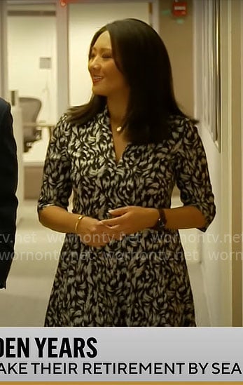 Nancy Chen's feather print dress on CBS Mornings