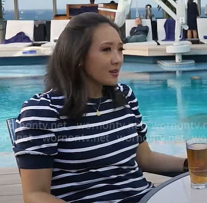 Nancy Chen's striped top on CBS Mornings