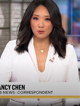 Nancy Chen's white blazer on CBS Mornings