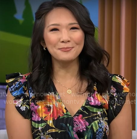Nancy Chen's black floral dress on CBS Mornings