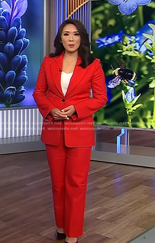Nancy Chen’s red blazer on CBS Evening News