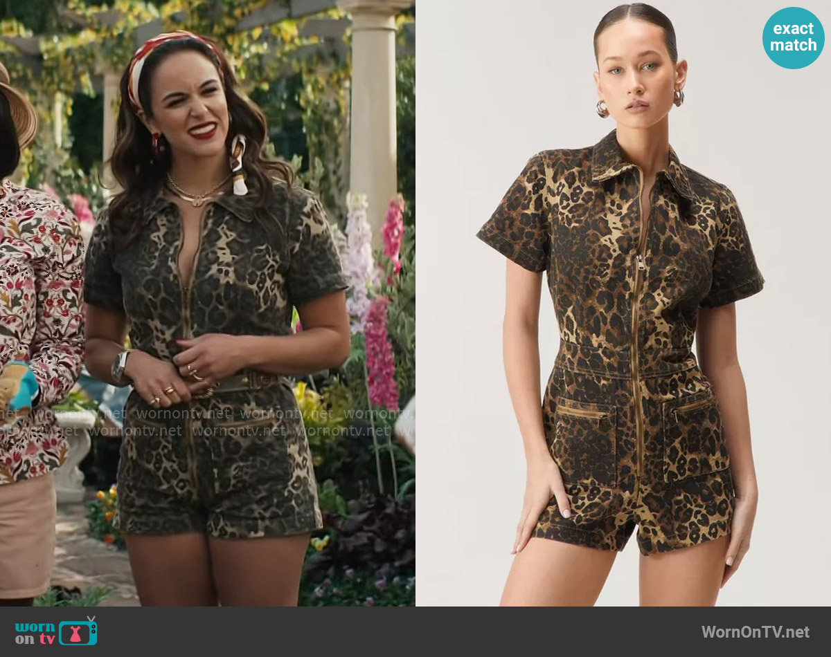 Nasty Gal Denim Leopard Print Romper worn by Birdie (Melissa Fumero) on Grosse Pointe Garden Society