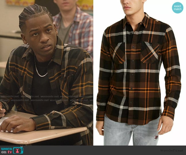 American Rag Plaid Flannel Button Down Shirt worn by Khalil Edwards (Antonio J. Bell) on All American