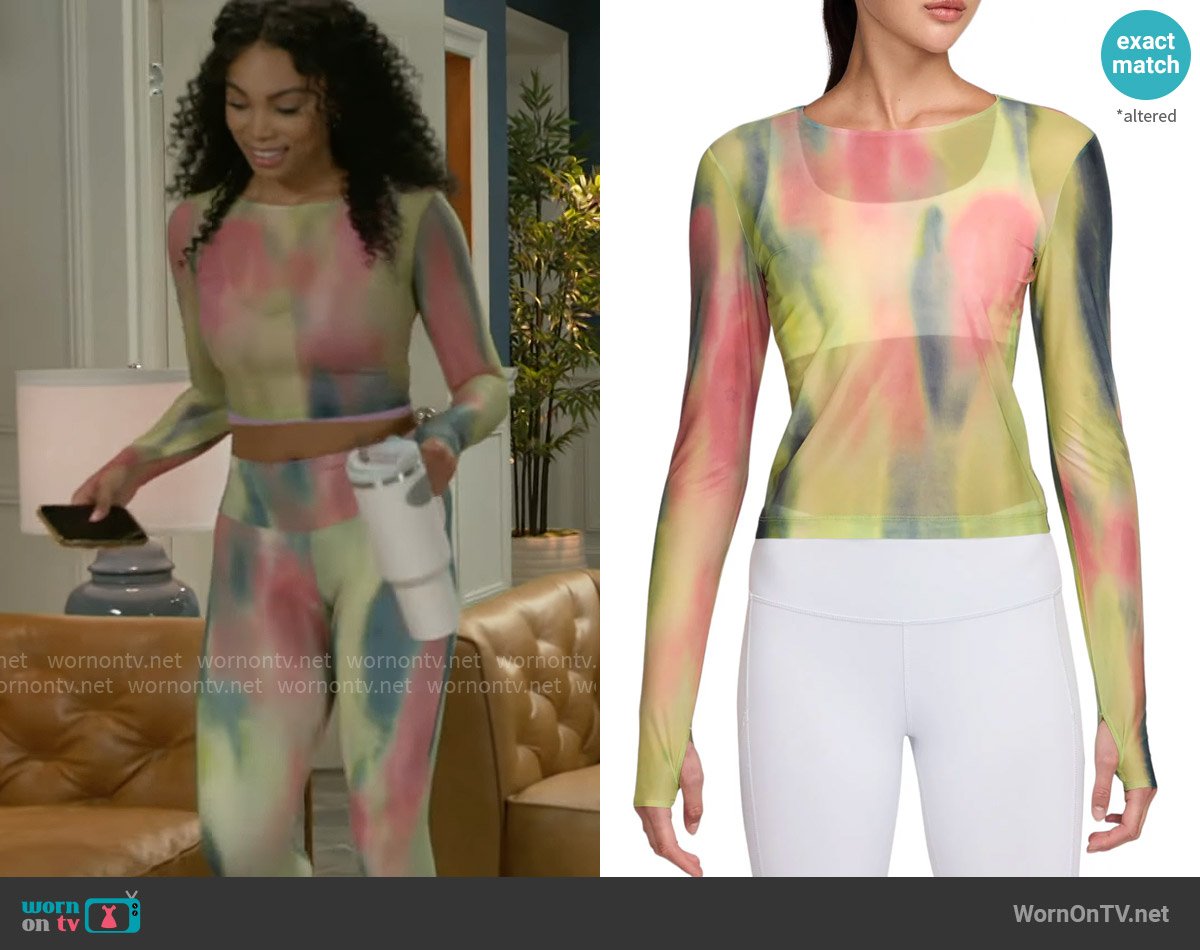 Chelsea’s printed mesh crop top on Beyond the Gates