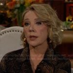 Nikki’s black printed blouse on The Young and the Restless