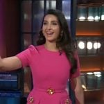 Nora Fatehi’s pink embellished tweed dress on The Kelly Clarkson Show