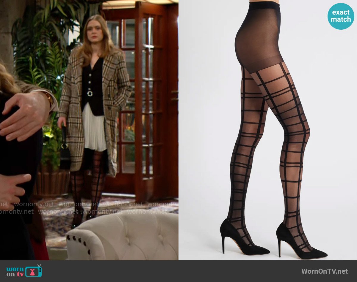 Nordstrom Windowpane Check Tights worn by Claire Grace (Hayley Erin) on The Young and the Restless