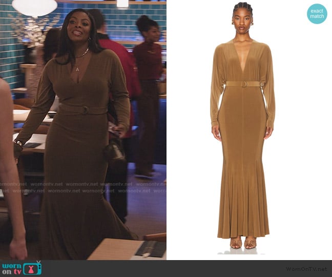 Norma Kamali Dolman V Neck Fishtail Gown worn by Ava Coleman (Janelle James) on Abbott Elementary