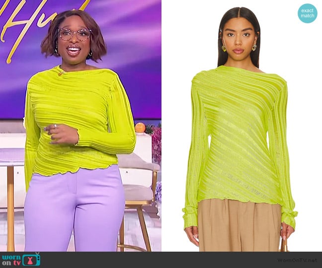 Jennifer’s yellow sheer top on The Jennifer Hudson Show