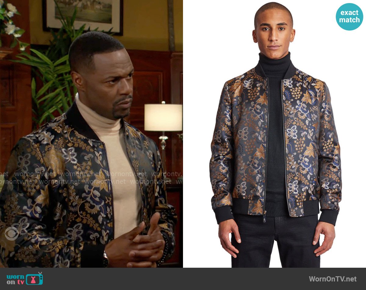 Paisley & Gray Hyde Bomber Jacket worn by Damian Kane (Jermaine Rivers) on The Young and the Restless