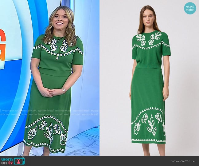 Pearl by Lela Rose Floral Embroidered Top and Skirt worn by Jenna Bush Hager on Today