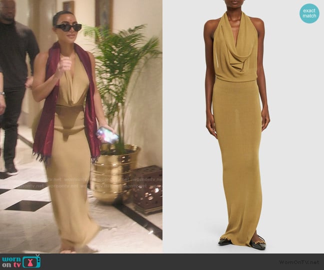 Petar Petrov Draped Silk Knit Halter Neck Long Dress worn by Kim Kardashian (Kim Kardashian) on The Kardashians