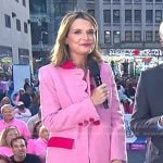 Savannah’s pink scalloped contrast coat on Today