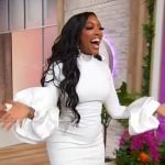 Porsha’s white ruffle sleeve mini dress on Sherri