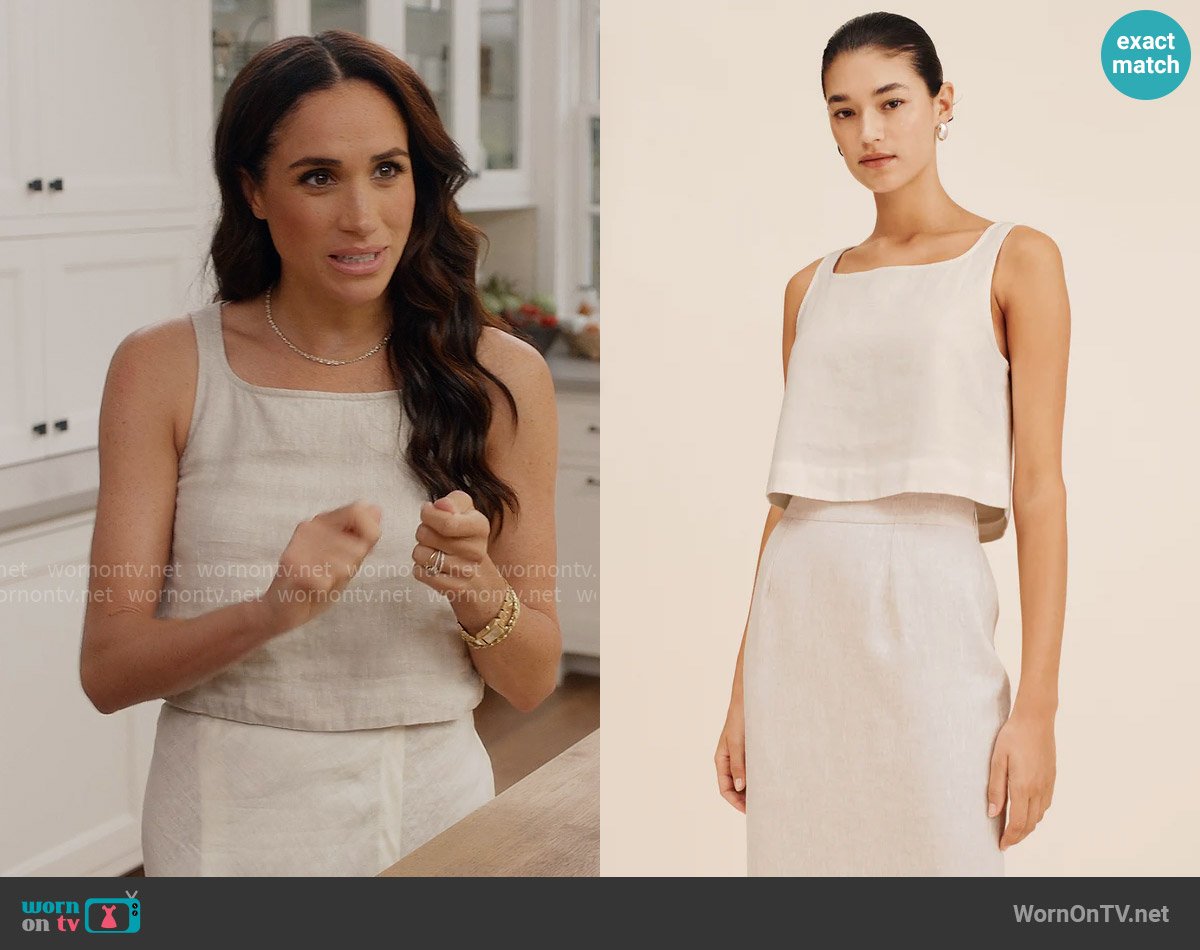 Posse Val Top in Natural worn by Meghan Markle on With Love Meghan