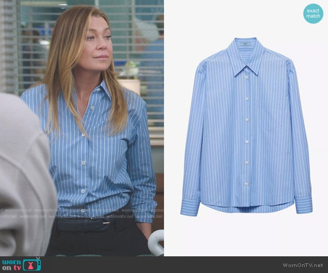 Meredith’s blue striped shirt on Greys Anatomy