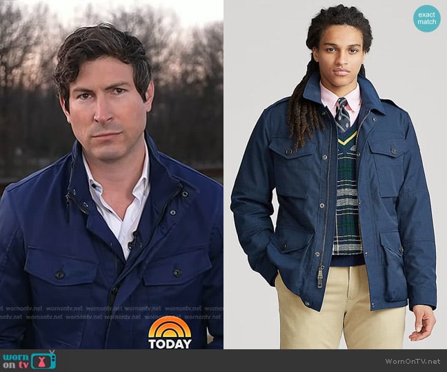 Polo Ralph Lauren Four-pocket Oxford Utility Jacket in Aviator Navy worn by Sam Brock on Today