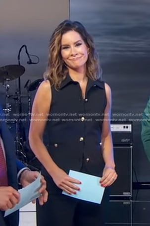 Rebecca's black collared vest on Good Morning America