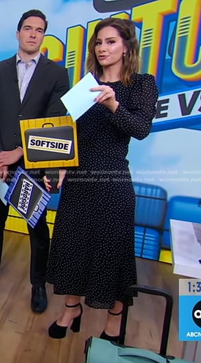 Rebecca's black suede platform pumps on Good Morning America