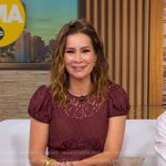 Rebecca’s burgundy lace midi dress on Good Morning America